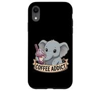 Women Cute Baby Elephant Boba Coffee Addict Gift Mom Dad Case for iPhone XR
