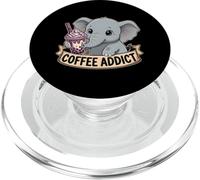 Women Cute Baby Elephant Boba Coffee Addict Gift Mom Dad PopSockets PopGrip for MagSafe