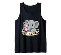 Women Cute Baby Elephant Boba Coffee Addict Gift Mom Dad Tank Top