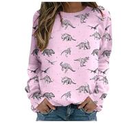Women Cute Dinosaur Sweatshirt Ladies Jumpers Crew Neck Long Sleeve Tops Pullover Blouse