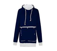 Women Cute Kangaroo Pocket Hoodie - Unisex Long Sleeve Pullover Sweatshirt Kangaroo Pet Dog Cat Holder Carrier Coat Pouch Large Pocket Hoodie Top Jumper Navy Blue