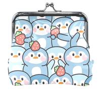 Women Cute Penguins Leather Coin Purse with Buckle and Kiss Closure Small Coin Purse for Girls Cute Penguins Blue 2 OneSize, Cute Penguins Blue 2, OneSize, Classic