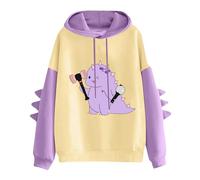 Women Cute Shark Hoodie Long Sleeve Blue Kawaii Animal Shape Hooded Pullover Oversized Aesthetic Sweatshirts for Teen Girls Children's Tops Casual Pink Green Purple Patchwork Loose Sweatshirt 3XL 4XL