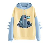 Women Cute Shark Hoodie Long Sleeve Blue Kawaii Animal Shape Hooded Pullover Oversized Aesthetic Sweatshirts for Teen Girls Children's Tops Casual Pink Green Purple Patchwork Loose Sweatshirt 3XL 4XL