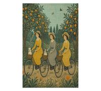 Women Cycling in Orchard Jigsaw Puzzle 1000 Pieces in Wood, Logic Game