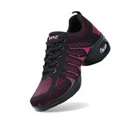 Women Dance Trainers Jazz Shoes Split Sole Lace-Up Mesh Lightweight Breathable Platform Sneakers for Line Dancing