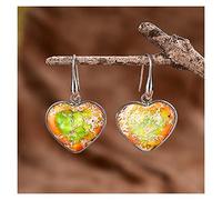 Women Dangle Earring 1 Pair Green Heart Shaped Women Dangle Earrings Earrings Stud Set (Size : Orange)