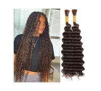Women Deep Wave Bulk Human Hair for Braiding #2 Dark Brown Virgin Hair Bulk Micro Braids Hair Extensions for Braids(22inches)