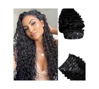 Women Deep Wave Clip ins Human Hair Extensions Cuticle Aligned Real Curly Thick to Ends with 120g/set 18 Clips Wedding(12inches)