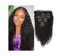 Women Deep Wave Clip ins Human Hair Extensions for Women 8Pcs Double Weft Curly in Remy Thick to Ends with 18Clips Wedding(16inches 100g)