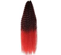 Women Deep Wave Crochet Braiding Hair Extension Curl Water Weave Wavy Twisted Curly Synthetic Hair 1B-red 30inch120g#6pcslot