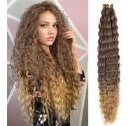 Women Deep Wave Crochet Braiding Hair Extension Curl Water Weave Wavy Twisted Curly Synthetic Hair 4-27 30inch120g#3PcsLot