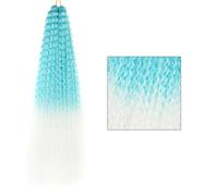 Women Deep Wave Crochet Braiding Hair Extension Curl Water Weave Wavy Twisted Curly Synthetic Hair light-blue-white 30inch120g#3PcsLot