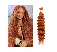 Women Deep Wave Human Braiding Hair 100g No Weft Bulk Hair Extensions for Boho Braids 350# Ginger Color Extensions for Braids(16inches)