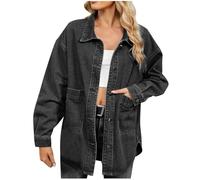 Women Denim Jacket Casual Summer Jackets Vintage Washed Cowboy Jean Jacket Coats Button up Regular Fit Boyfriend Style Trucker Jacket Long Sleeve Lapel Collar Coat Outdoor Fall Spring Outerwear