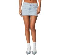 Women Denim Mini Skirts Summer Casual Solid Color Low Rise Button Up Slim Fit Jean Skirt Vintage Bodycon Wrap Skirt Streetwear (Light Blue A, S)