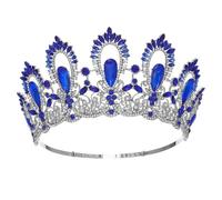 Women Diadem Bridal Crown Tiaras Hight Pageant Crown Wedding Brides Accessories Handmade Blue