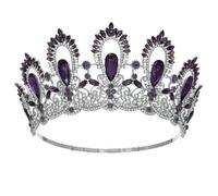 Women Diadem Bridal Crown Tiaras Hight Pageant Crown Wedding Brides Accessories Handmade Purple