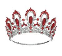 Women Diadem Bridal Crown Tiaras Hight Pageant Crown Wedding Brides Accessories Handmade Red