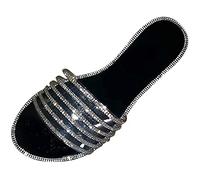 Women Diamond Slippers Glitter Bling Fancy Slide Sandals Teen Girls Flat Low Wedge Shoes Summer Sole Slippers Peep Toe Slipper Slip On Sandal Party Beach Shoes Lightweight Poolside Pool Slides