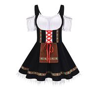 Women Dirndl Dress German Beer Oktoberfest Outfit Short Sleeve Off Shoulder Bavarian Costume High Waist Swing Dress Maid Cosplay Outfit Corset Court Dress Halloween Costumes Fancy Maid Dress for Women