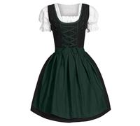 Women Dirndl Dress Oktoberfest Costume German Dirndl Dress Plaid dirndl dress with Apron Fancy Midi Skirt Oktoberfest Outfit Bavarian Costumes for Bavarian Beer Carnival Party Comfy