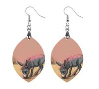 Women Donkey Eats Sand Wooden Earrings Lightweight Dangle Earrings Geometric Drop Earring Vintage Apricot Retro Daily Wear Jewelry Gift for Wedding Party Graduation