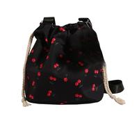 Women Drawstring Crossbody Bag Fashion Bucket Bag Cherries Pattern Shoulder Bag Messengers Bag Shopping Bag Beach Bag