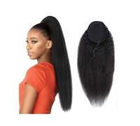 Women Drawstring Ponytail Extension 14-26 Inch Clip in Brazilian Remy Hair Kinky Straight Hairpiece Natural Color Daily(18inches)
