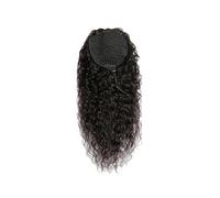 Women Drawstring Water Wave Ponytail Natural Black Virgin Human Hair Extensions Long Daily(22inches)