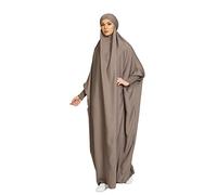 Women Dress Muslim Prayer Abaya Islamic Robe Maxi African Kaftan Turkey Islam Dubai Turkey Full Length Dress with Hijab Grey