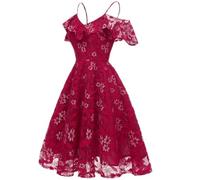 Women Dresses Clearance,Womens Retro Midi Dress Knee-Length Vintage Cocktail Party Evening Dress Ladies 1950s Swing Princess Tea A-line Dress 50's 60's Evening Party Dance Gown Wine