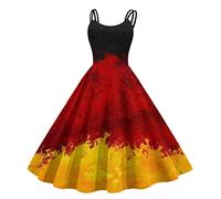 Women Dresses for Summer Fashion Dresses for Women Sleeveless Knee Length Retro A Line Flared Swing Formal Prom Party Vintage Cocktail Dress V Neck Pocket Dress Wine