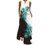 Women Dresses Ladies Gothic Sexy Casual Long Dress with Striped Floral Print Sleeveless Maxi Dress Bodycon Office Wear for Casual Club Cocktail Evening Gowns Work UK Size 8-26