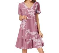 Women Dresses Ladies Summer Dress Wrap White Linen for UK Petite Beach Gold Dress Black Prom Tight Womens Funeral Tube Smocked, Pink L