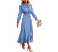 Women Dresses Maxi Long Sleeve Flowy Wedding Guest Dress Linen Sequin 1940S for Mother of The Bride Cotton Womens Maxi Dresses Chiffon Dress for Women UK Hide Tummy Red Polka Light Blue,L
