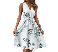 Women Dresses Prom for UK Summer Shirt Dress Sundresses Skater Strapless Dress Short Summer Maxi Shirt Petite Dresses for Women UK Empire Waist Red White and Blue, Cyan XXL