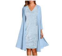 Women Dresses Promotion Sale Clearance,Ladies Casual Floral Print O-Neck Sleeveles Dress Solid Chiffon 2 Piece Set Plus Size Vintage Tank Dress Wedding Guest Dress UK