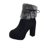 women dresses sale clearance my orders Womens Ankle Boots Winter Waterproof Side Zipper Trekking Boots Premium Chunky Heel Calf Boots Casual Non Slip Safety Boots black cowboy boots