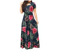 Women Dresses Sale Clearance Summer Dress for Women UK Casual Floral Ladies Fashion Dress Sleeve Boho Short Print Long Summer Plus Size A with Pockets Book Red