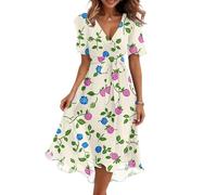 Women Dresses Summer Dressing Table Mirror Iodine Dressings for Wounds Summer Print V Neck Short Sleeve Midi Dress A-Line Beach Dress Casual Swing Party Dres High Waist Vacation Dres Ballet Dresss