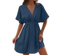 Women Dresses Sundresses for UK Black Funeral Denim Elegant Formal Wedding Outfit Older Ladies Women's Sun Dresses Green for Women UK Petite Linen Shift Black Lace Dress Puffy, Navy M