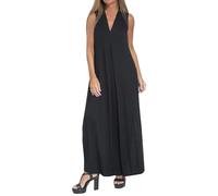 Women Dresses V-Neck Sleeveless Loose Maxi Dress Solid Plain Casual Long Dress Ladies Summer Dresses Oversized Pullover Dress Full Length Flowy Party Dress Daily Vacation Boho Beach Dress Black