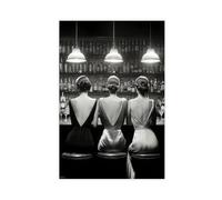 Women Drinking Cocktails - Three Friends Retro Decorated Print Canvas Poster Bedroom Decor Landscape Office Room Decor Gift 12x18inch(30x45cm)