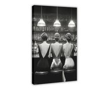 Women Drinking Cocktails - Three Friends Retro Decorated Print Canvas Poster Wall Art Decor Print Picture Paintings for Living Room Bedroom Decoration 20x30inch(50x75cm)