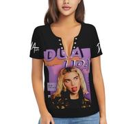 Women Dua Singer Music Lipa T Shirt deep V Neck Fitted Tight tee Shirt Short Sleeve Sexy Basic Lightweight Soft Casual Summer Spring Loose Cute Tops Tee