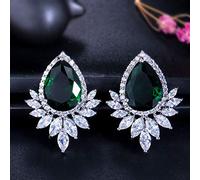 Women Ear Jewelry Color Sparkling Big Teardrop Cubic Zirconia Earrings