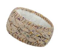 Women Ear Warmer Headband Fleece Lined Winter Warm Knitted Thick Hairband Thermal Headbands Elastic Hair Wrap (A-Pink)