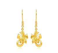 Women Earring 18K Yellow Gold Dangle Earrings for Womens Butterfly Circle Earring Gold