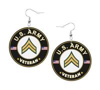 Women Earring Army Corporal Veteran Drop Leather Earrings Fashion Leather Teardrop Earrings Vintage Earring For Mother’S Day Party Girl